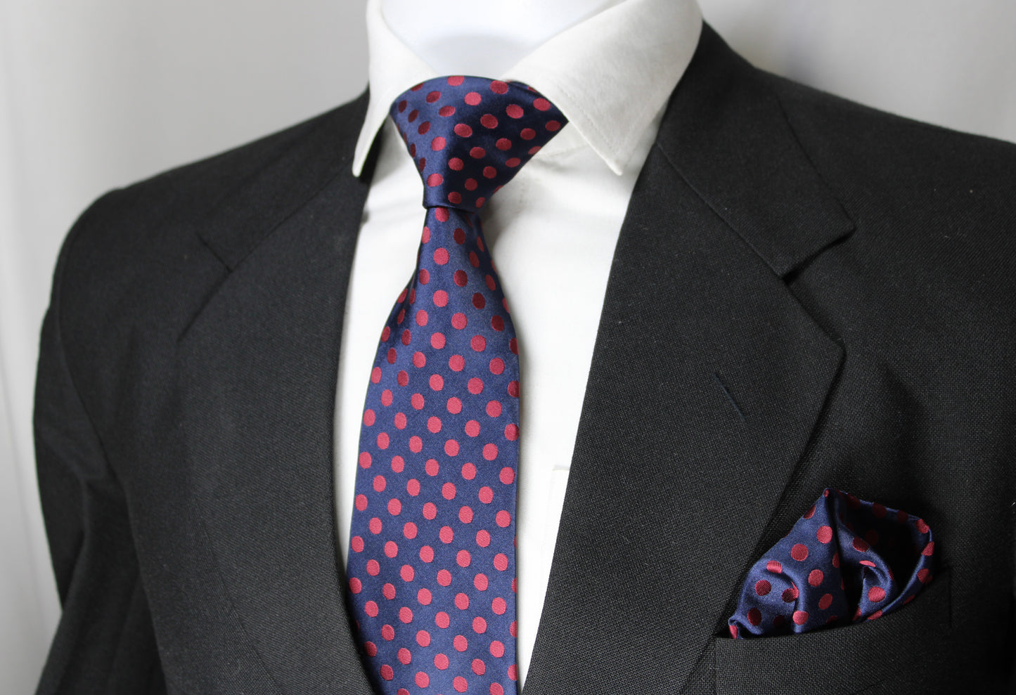 Classic Navy & Maroon Polka Tie & Pocket Square