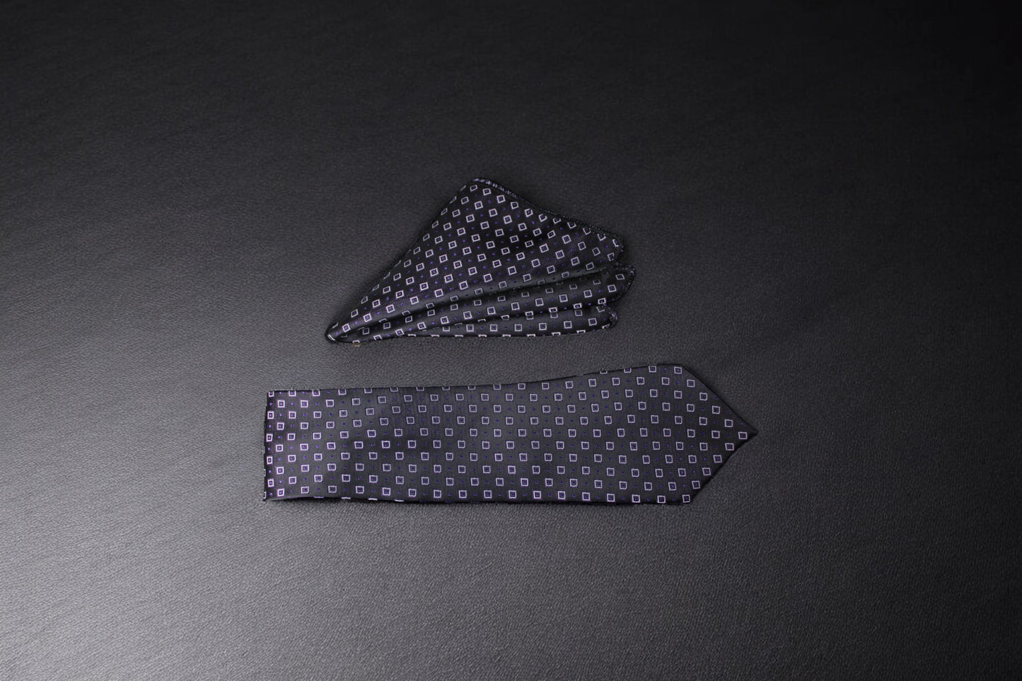 Dark Purple Geometric Tie & Pocket Square