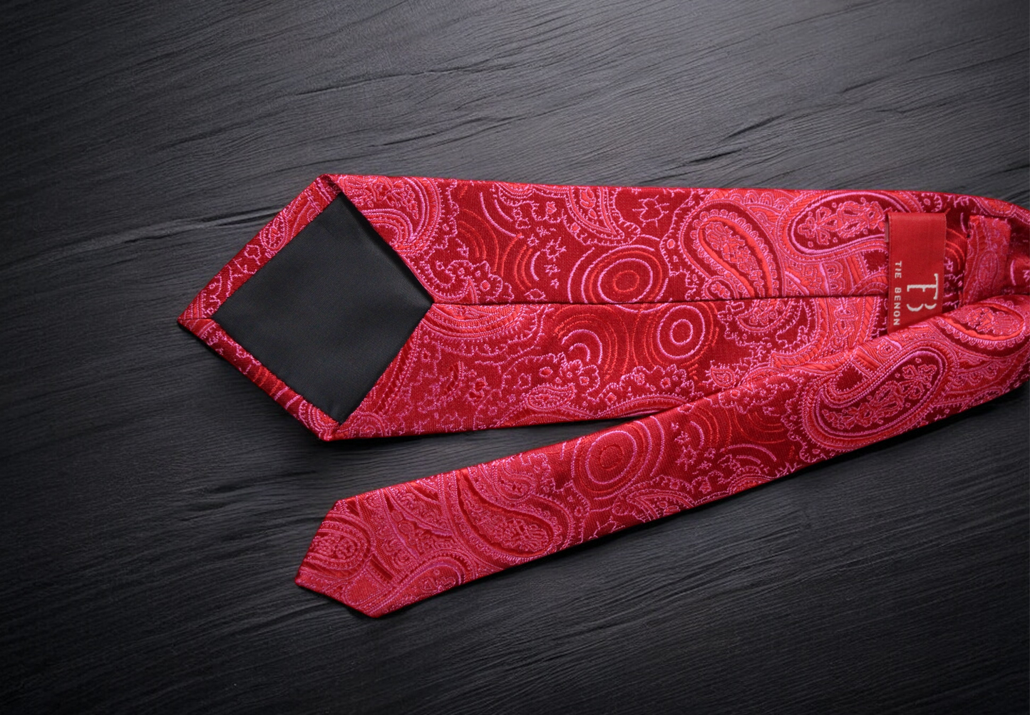 Elegant Red Paisley Tie & Pocket Square