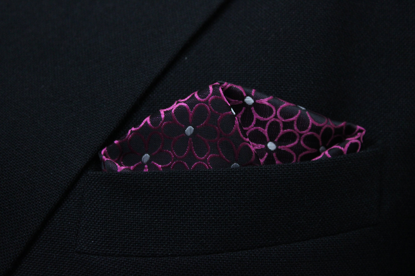 Elegant Magenta Floral Tie & Pocket Square