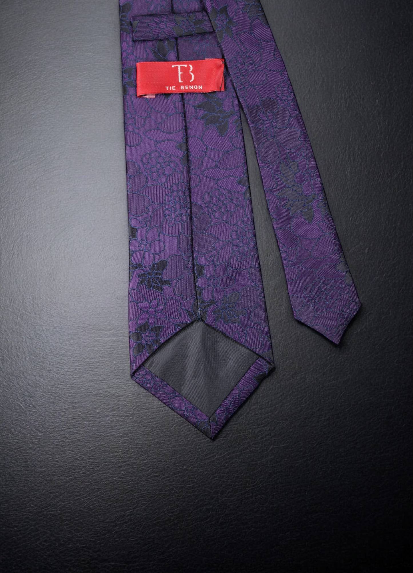 Dark Purple Floral Tie & Pocket Square