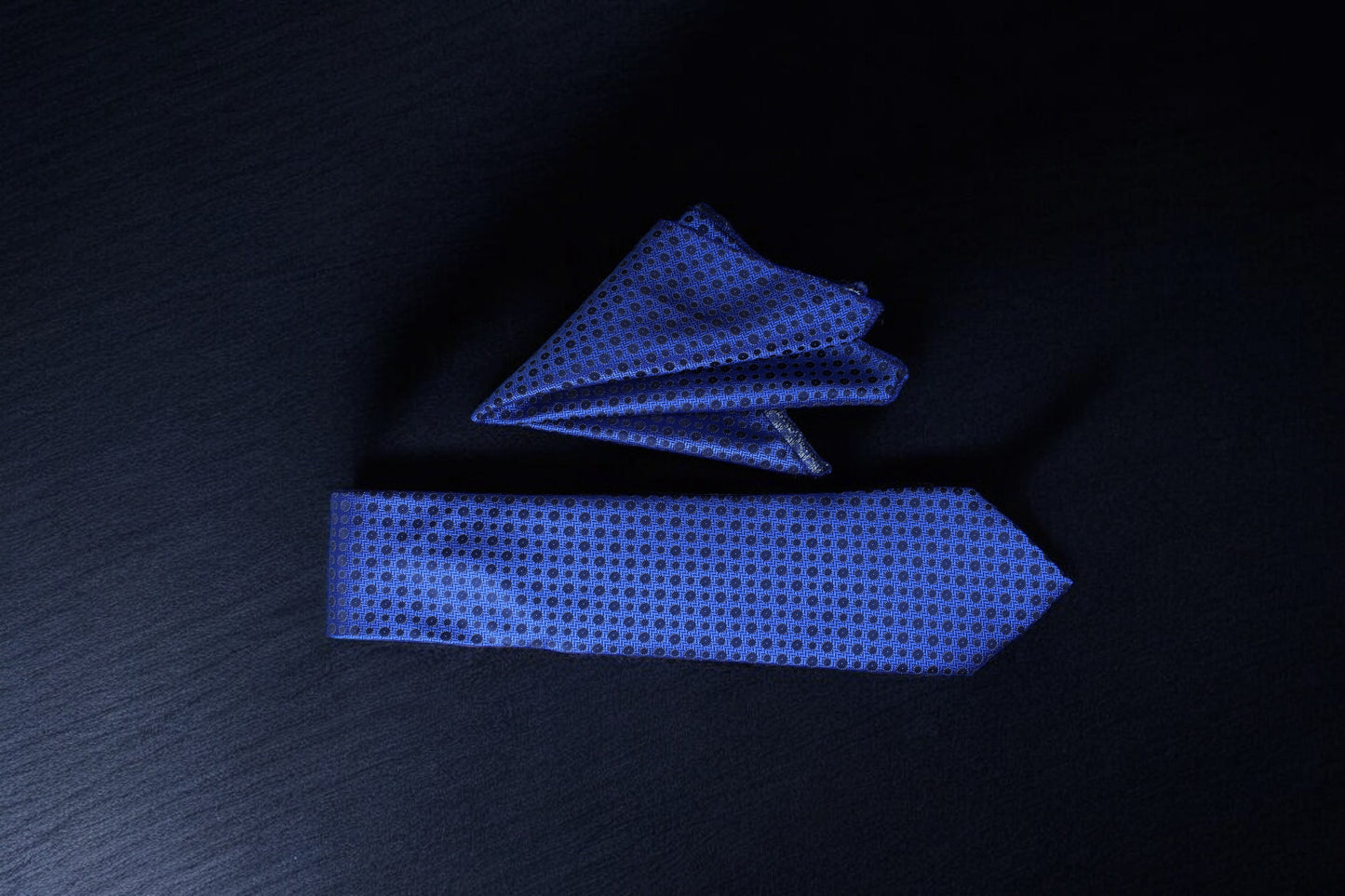 Blue & Navy Geometric Tie & Pocket Square