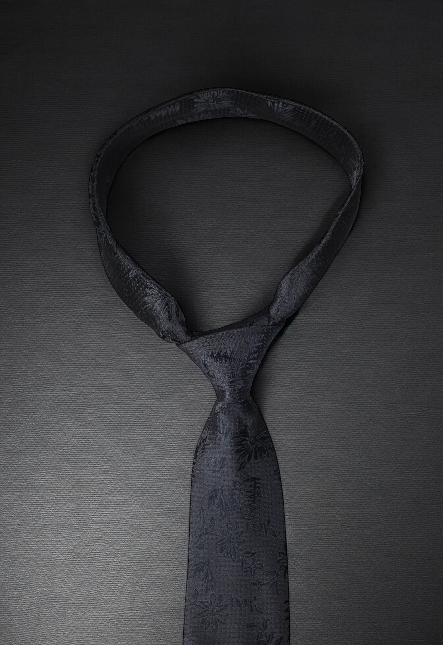 Classy Black Floral Tie & Pocket Square