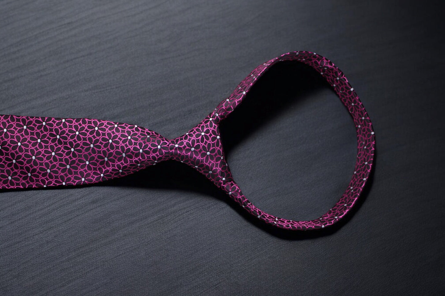 Elegant Magenta Floral Tie & Pocket Square