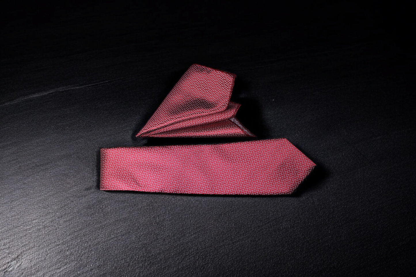 Red Geometric Tie & Pocket Square