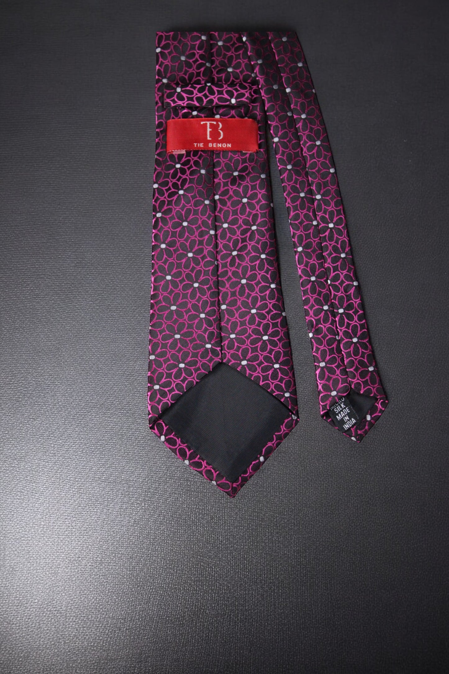 Elegant Magenta Floral Tie & Pocket Square