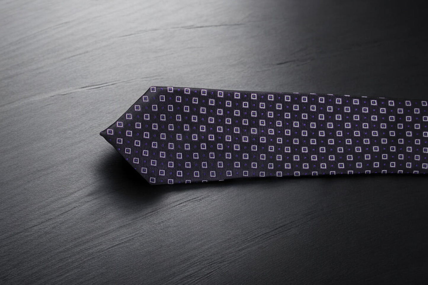 Dark Purple Geometric Tie & Pocket Square