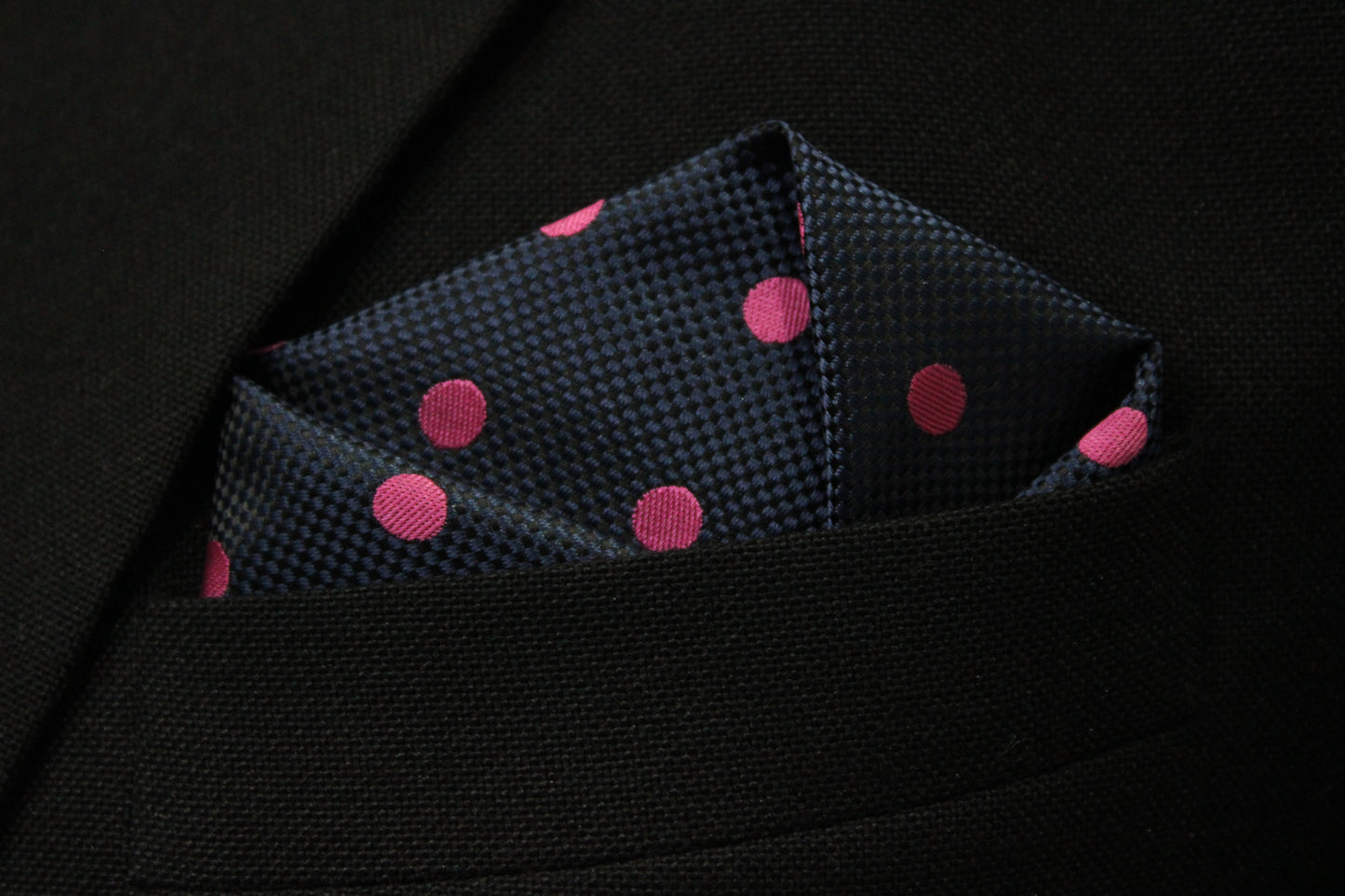 Navy & Pink Polka Dotted Tie & Pocket Square