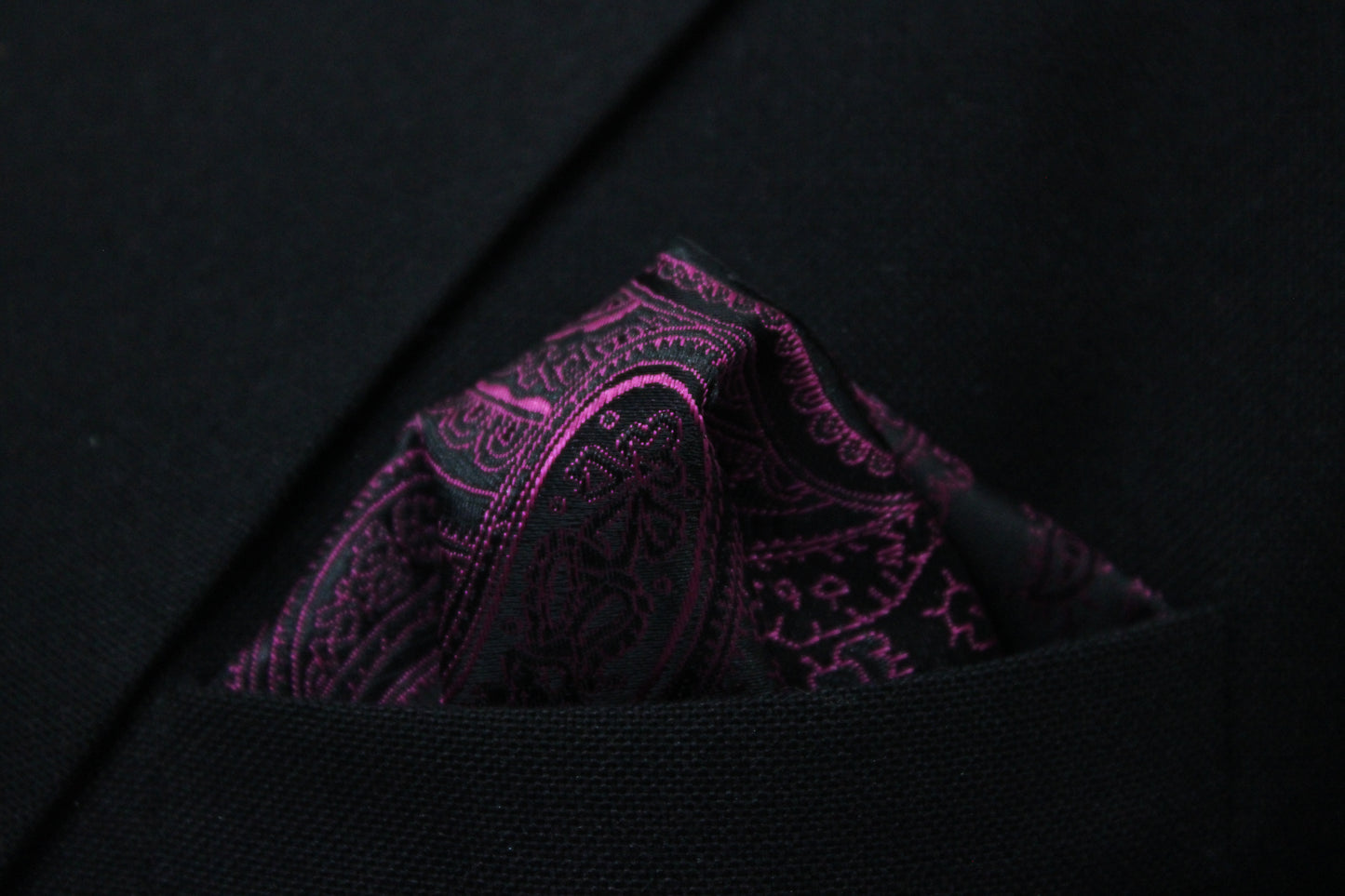 Magenta & Black Paisley Floral Tie & Pocket Square
