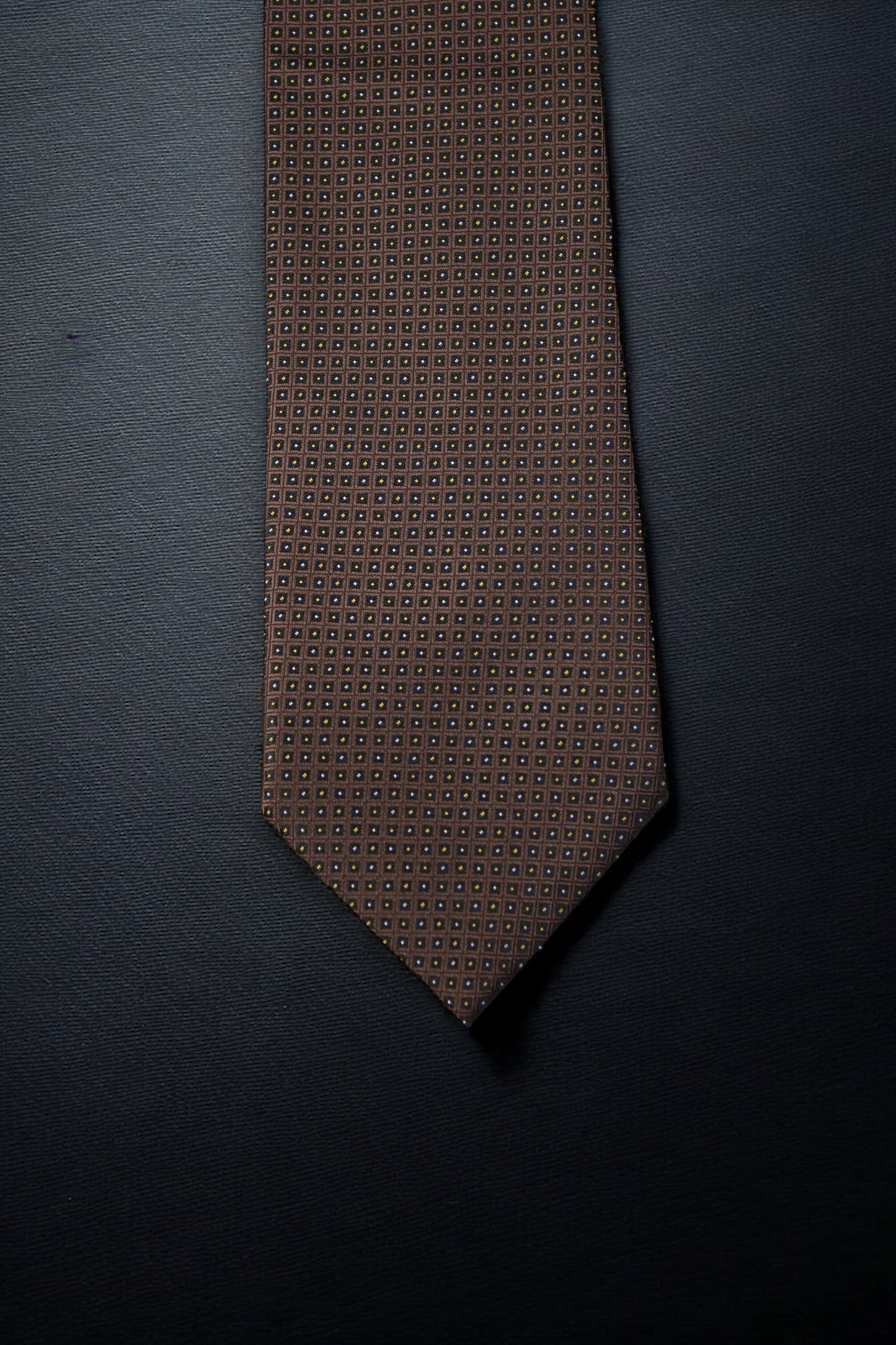 Brown Geometric Tie & Pocket Square