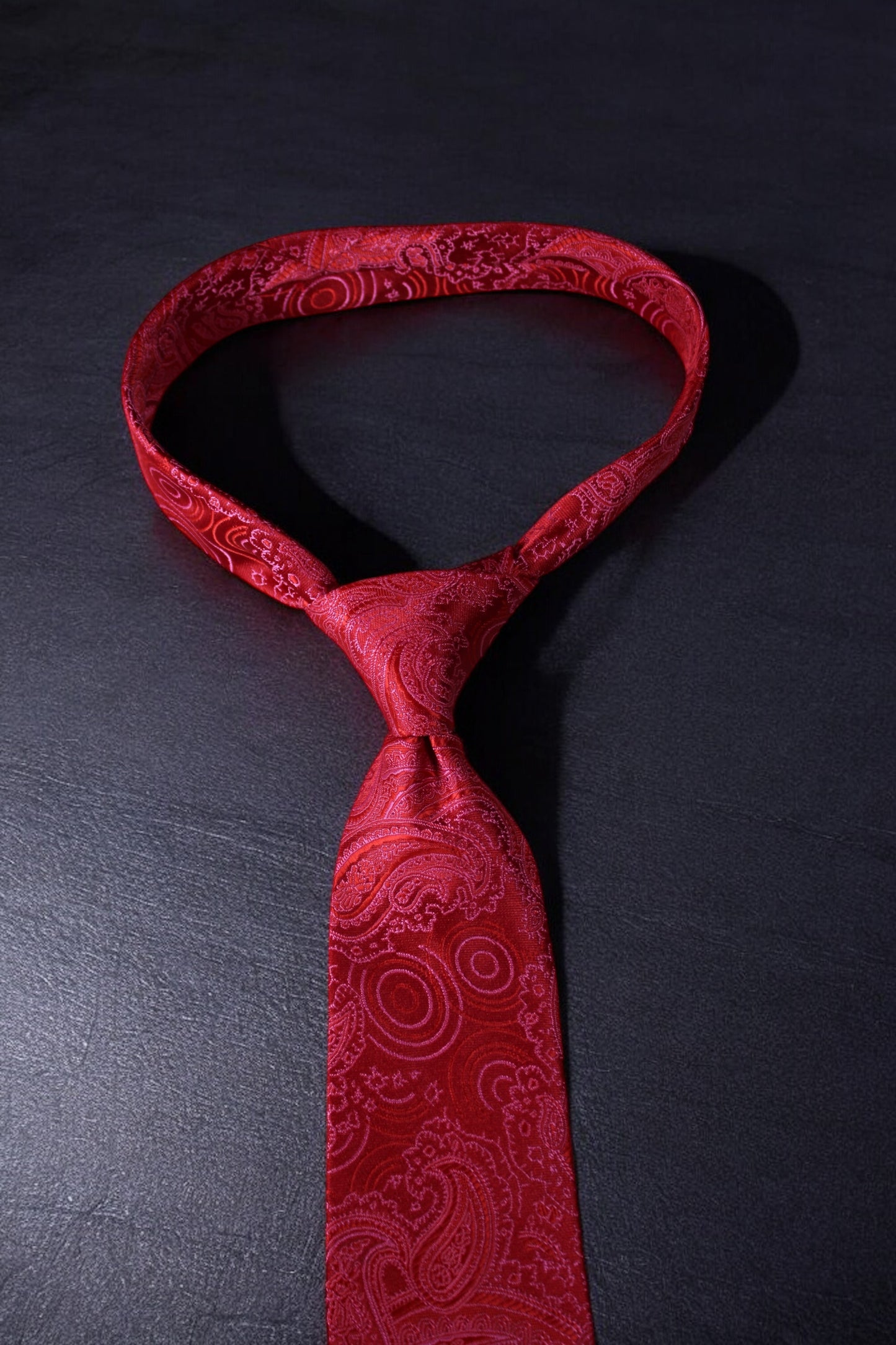 Elegant Red Paisley Tie & Pocket Square