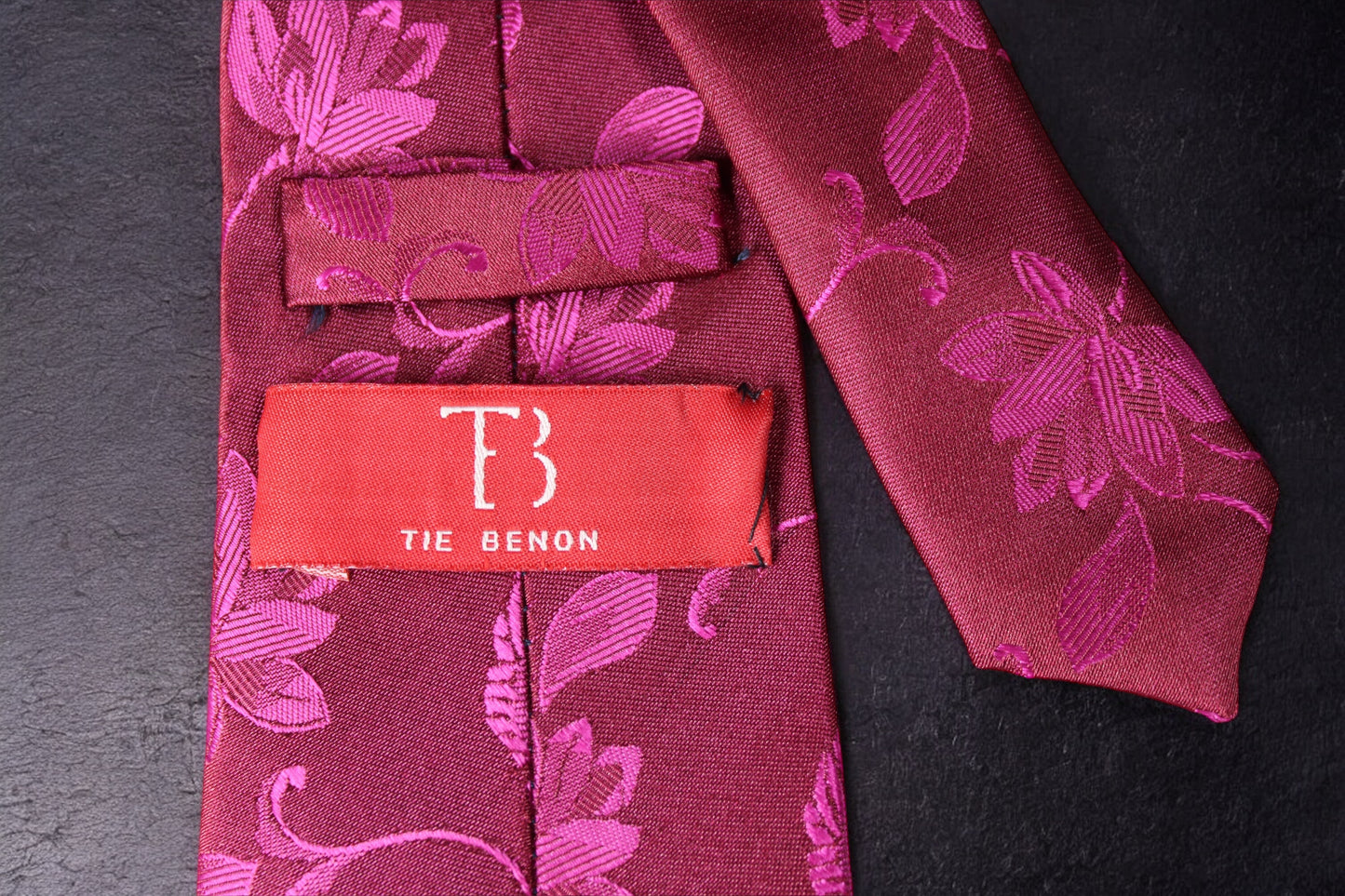 Maroon & Magenta Floral Tie & Pocket Square
