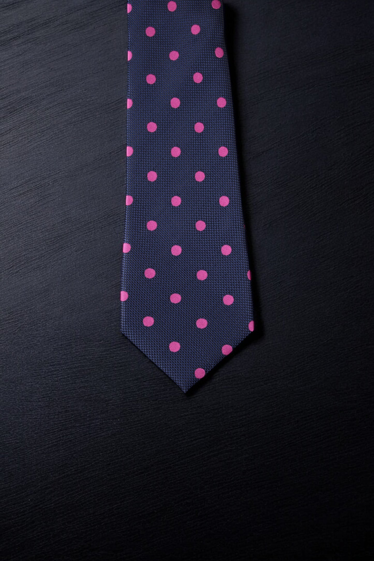 Navy & Pink Polka Dotted Tie & Pocket Square