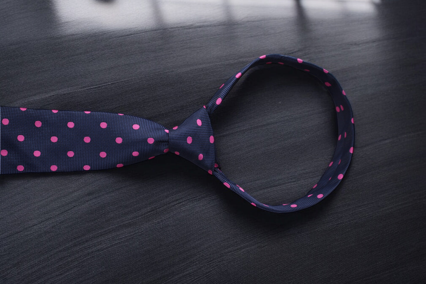 Navy & Pink Polka Dotted Tie & Pocket Square