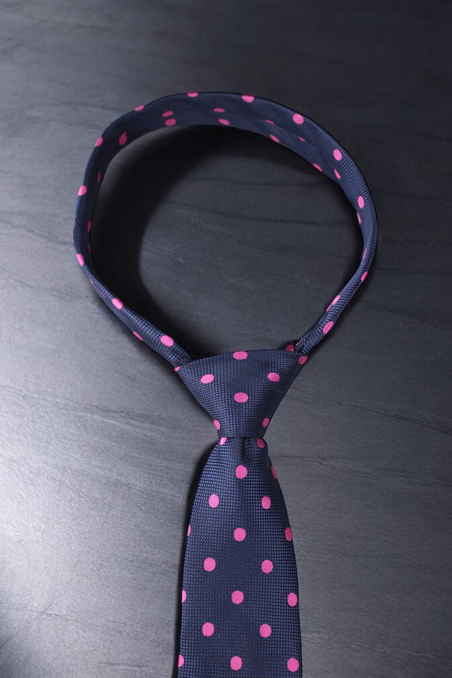 Navy & Pink Polka Dotted Tie & Pocket Square