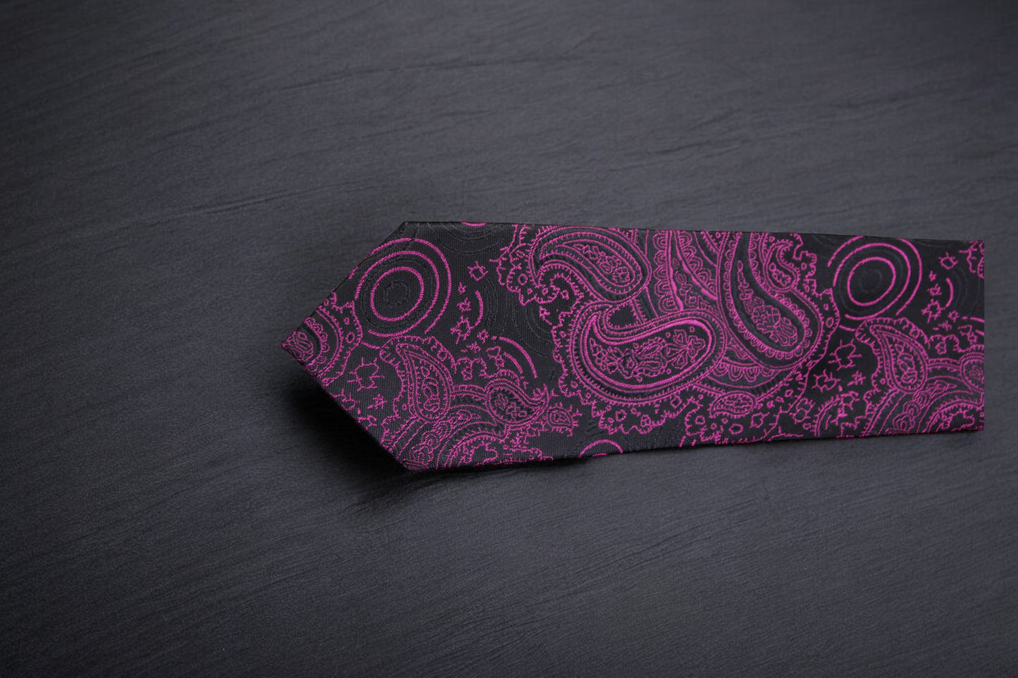Magenta & Black Paisley Floral Tie & Pocket Square