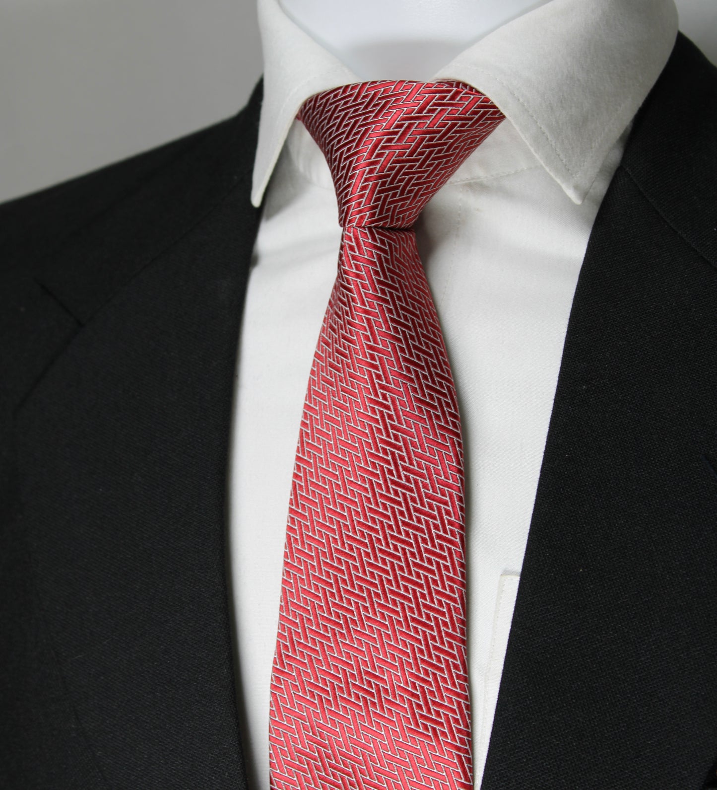Red Geometric Tie & Pocket Square