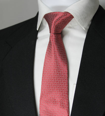 Red Geometric Tie & Pocket Square
