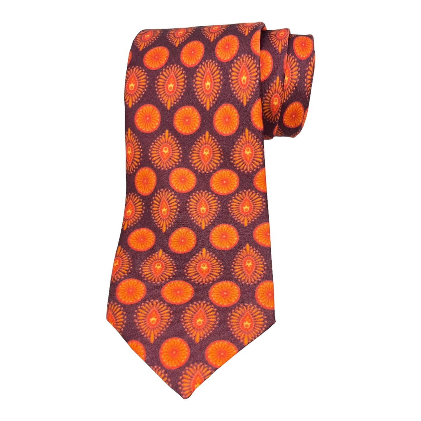 Orange Classic Printed Silk Tie