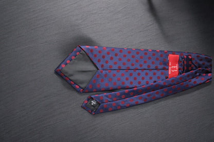 Classic Navy & Maroon Polka Tie & Pocket Square