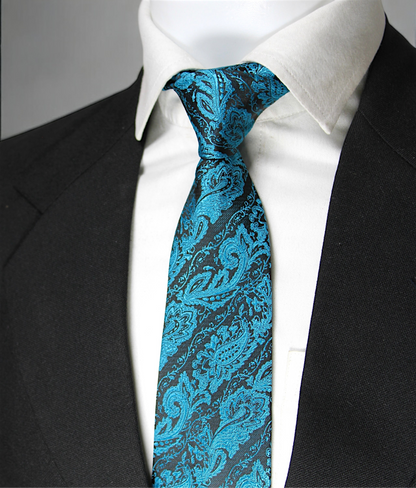 Elegant Blue Paisley Tie & Pocket Square
