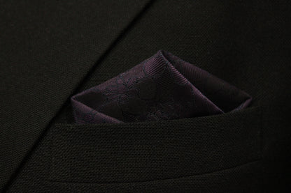 Dark Purple Floral Tie & Pocket Square