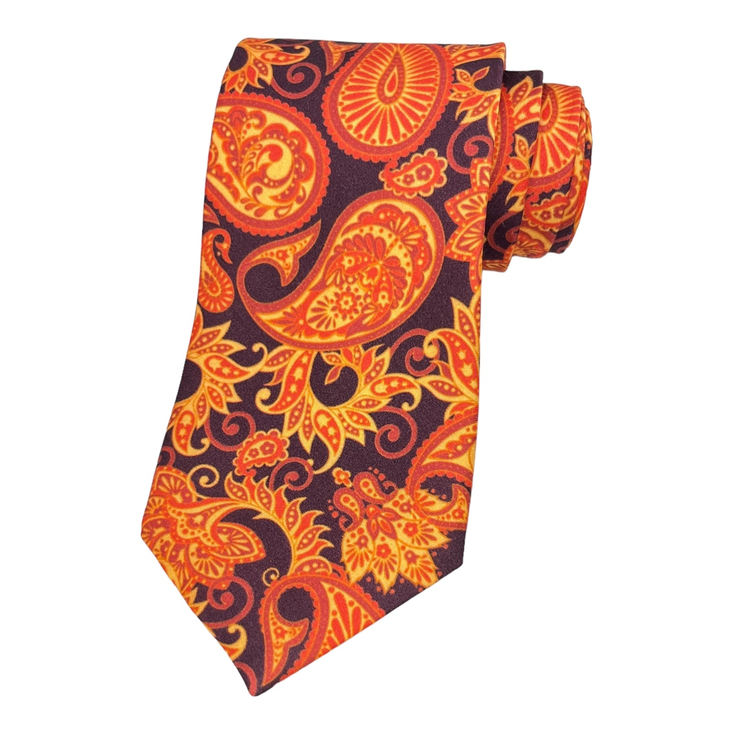 Copper Paisley Printed Silk Tie