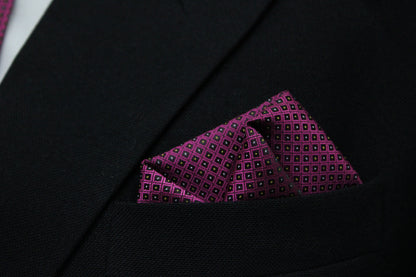 Magenta Geometric Tie & Pocket Square