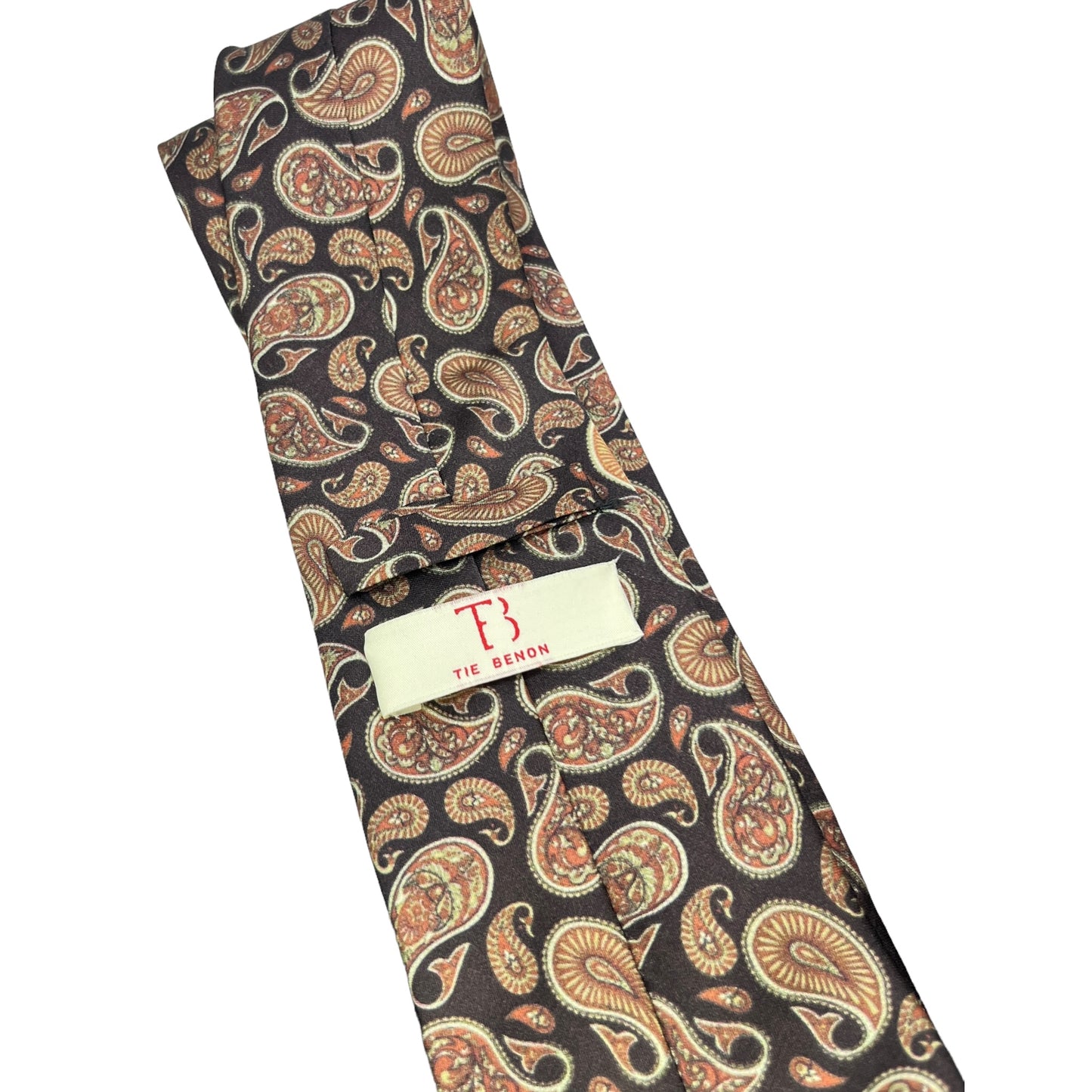 Dark Brown Paisley Printed Silk Tie