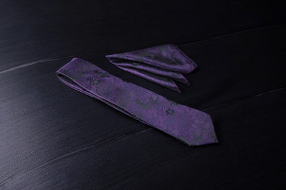 Dark Purple Floral Tie & Pocket Square