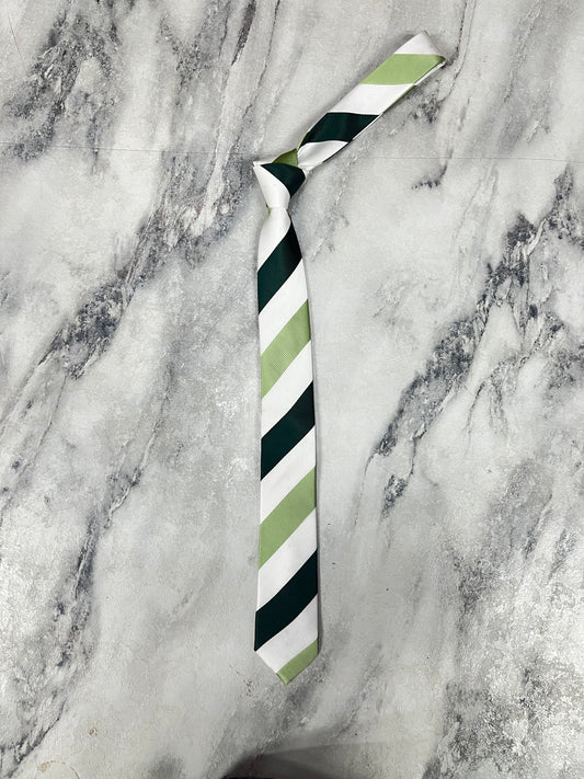 Tri color stripe slim tie