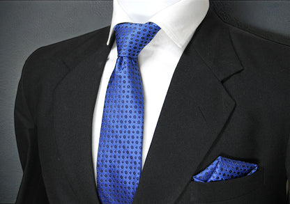 Blue & Navy Geometric Tie & Pocket Square