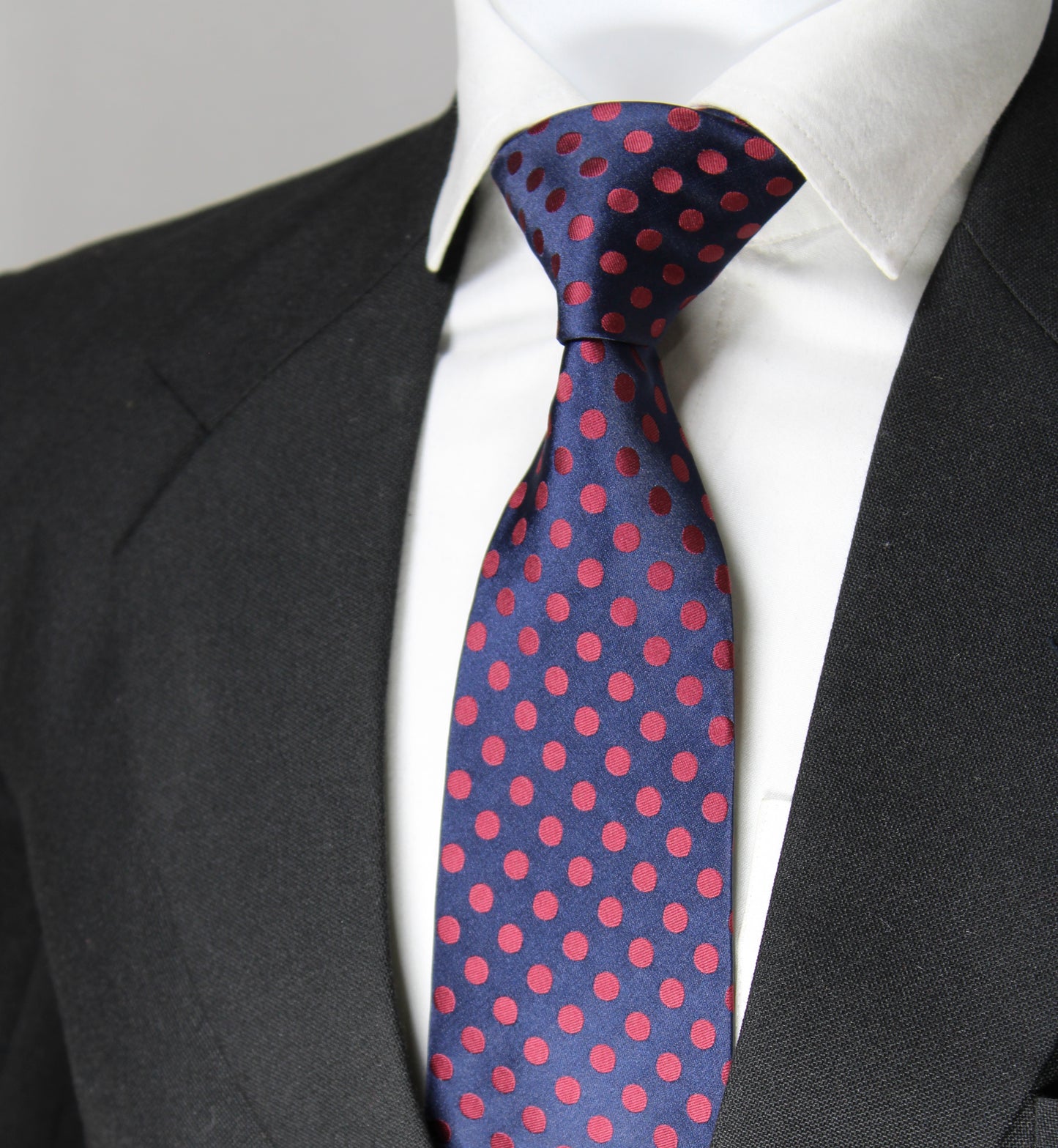 Classic Navy & Maroon Polka Tie & Pocket Square