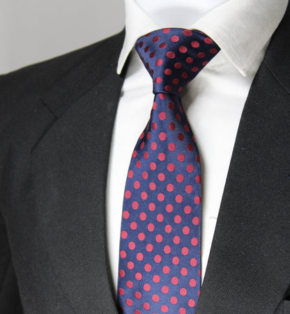 Classic Navy & Maroon Polka Tie & Pocket Square