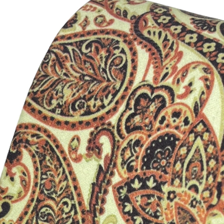 Beige Paisley Printed Silk Tie