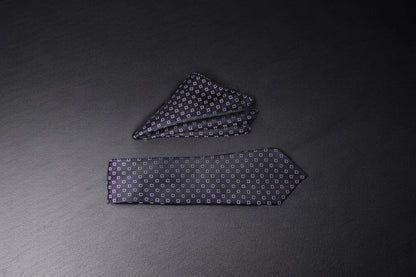 Dark Purple Geometric Tie & Pocket Square