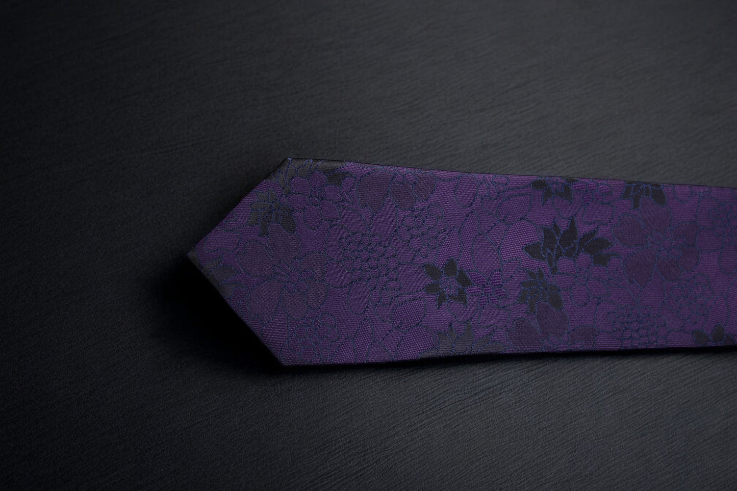 Dark Purple Floral Tie & Pocket Square