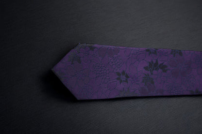 Dark Purple Floral Tie & Pocket Square