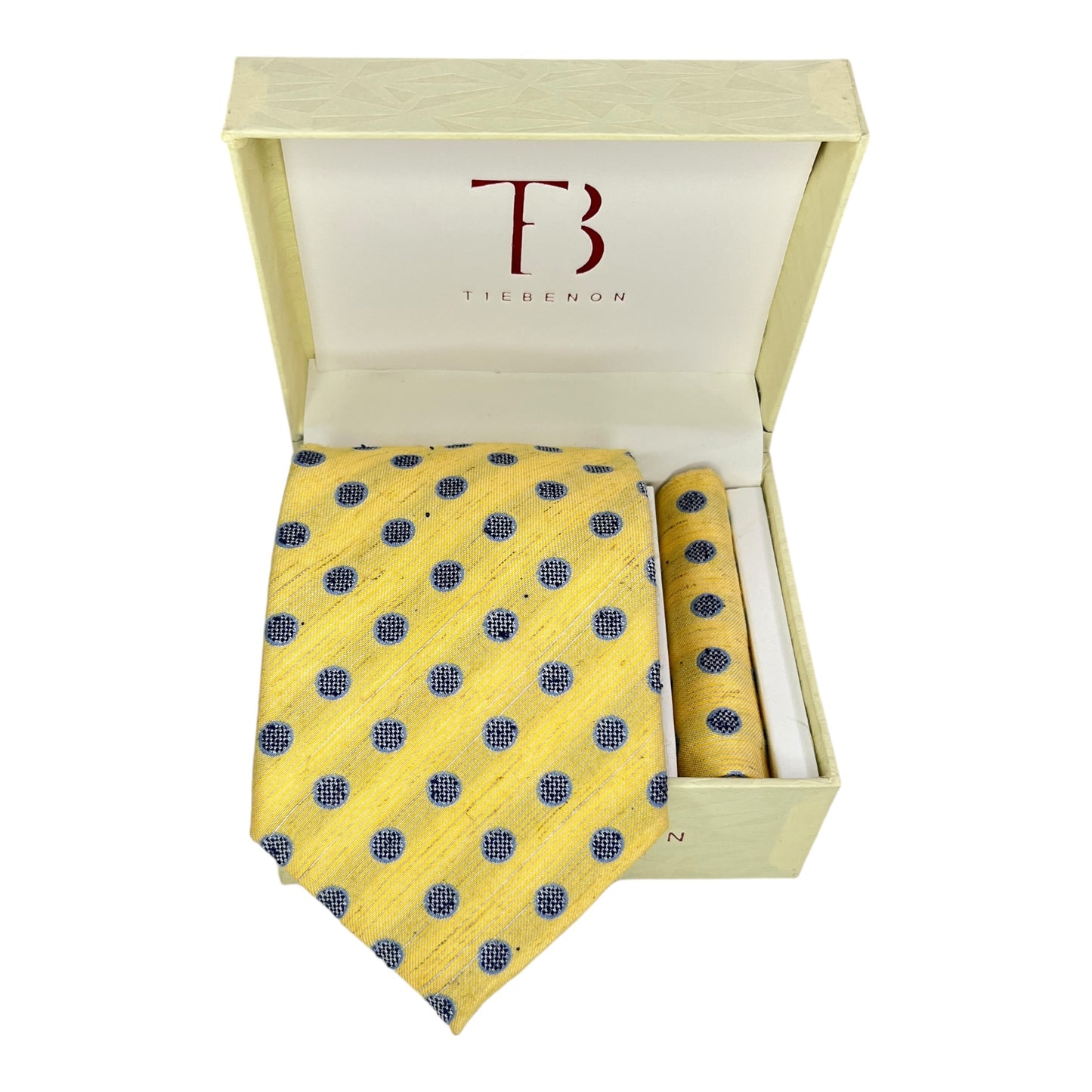 Yellow Dotted Broad Cashmere Tie And Pocket Square Combo