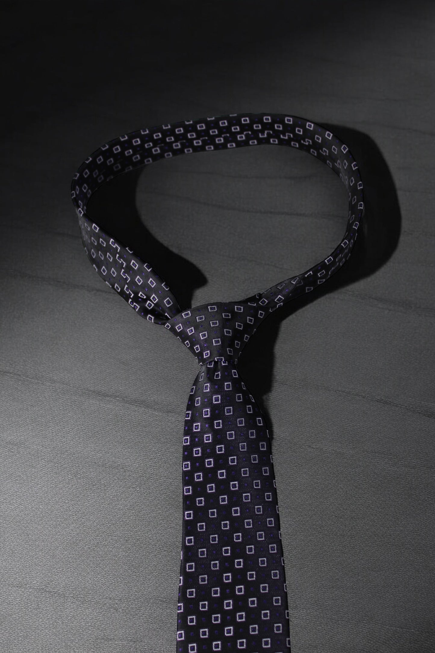 Dark Purple Geometric Tie & Pocket Square