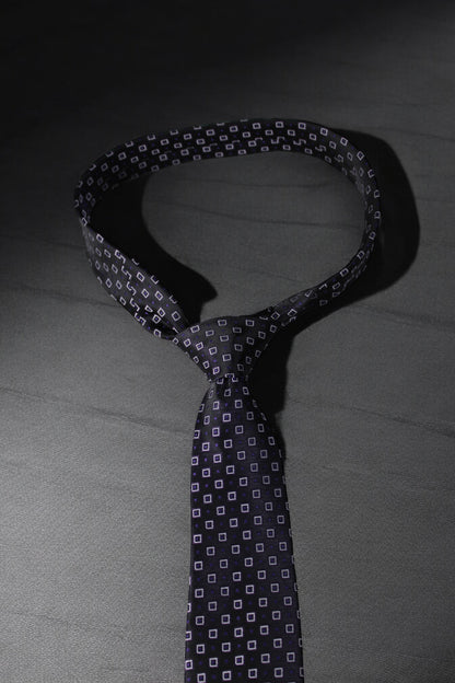 Dark Purple Geometric Tie & Pocket Square