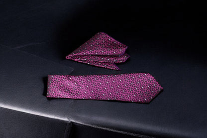 Elegant Magenta Floral Tie & Pocket Square