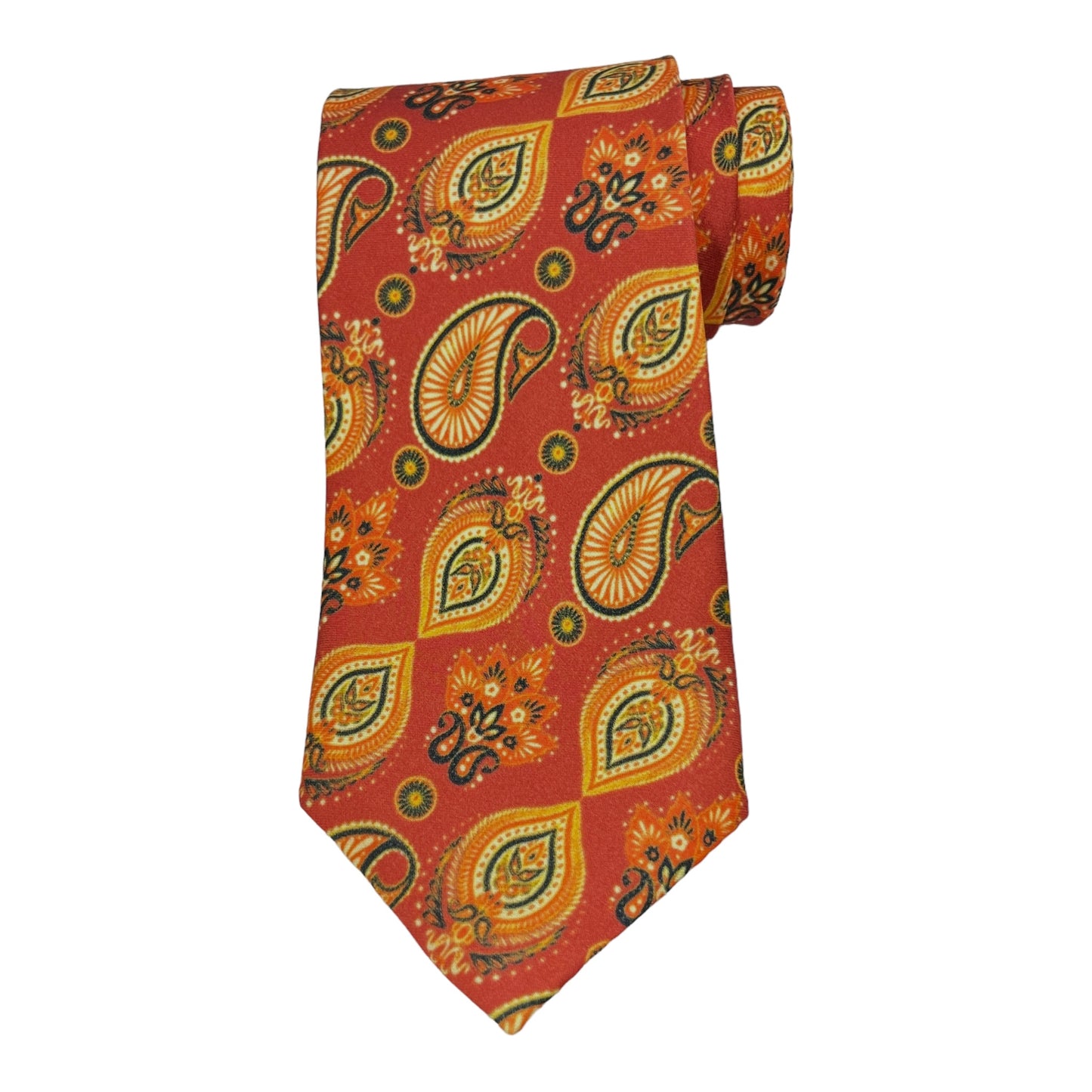 Saffron Paisley Printed Silk Tie