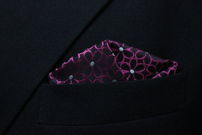 Elegant Magenta Floral Tie & Pocket Square