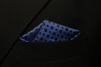 Blue & Navy Geometric Tie & Pocket Square