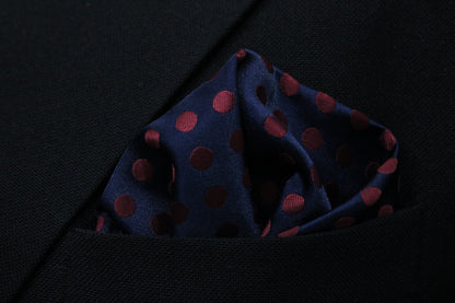Classic Navy & Maroon Polka Tie & Pocket Square