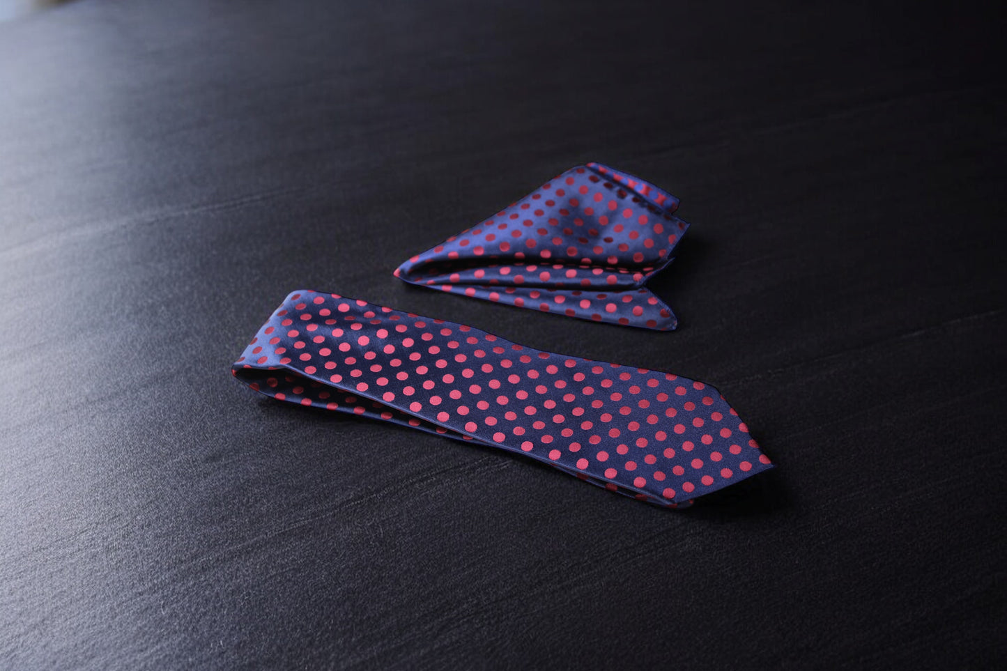 Classic Navy & Maroon Polka Tie & Pocket Square