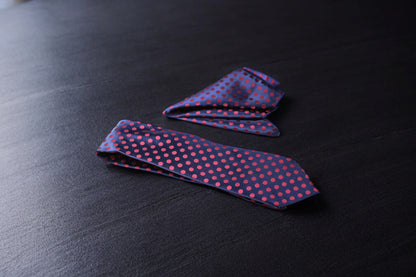 Classic Navy & Maroon Polka Tie & Pocket Square