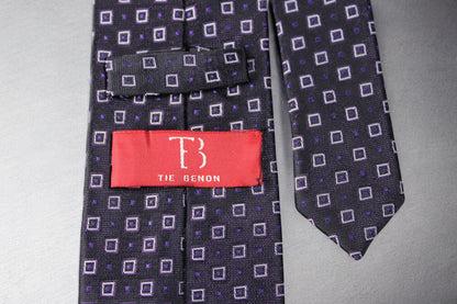 Dark Purple Geometric Tie & Pocket Square
