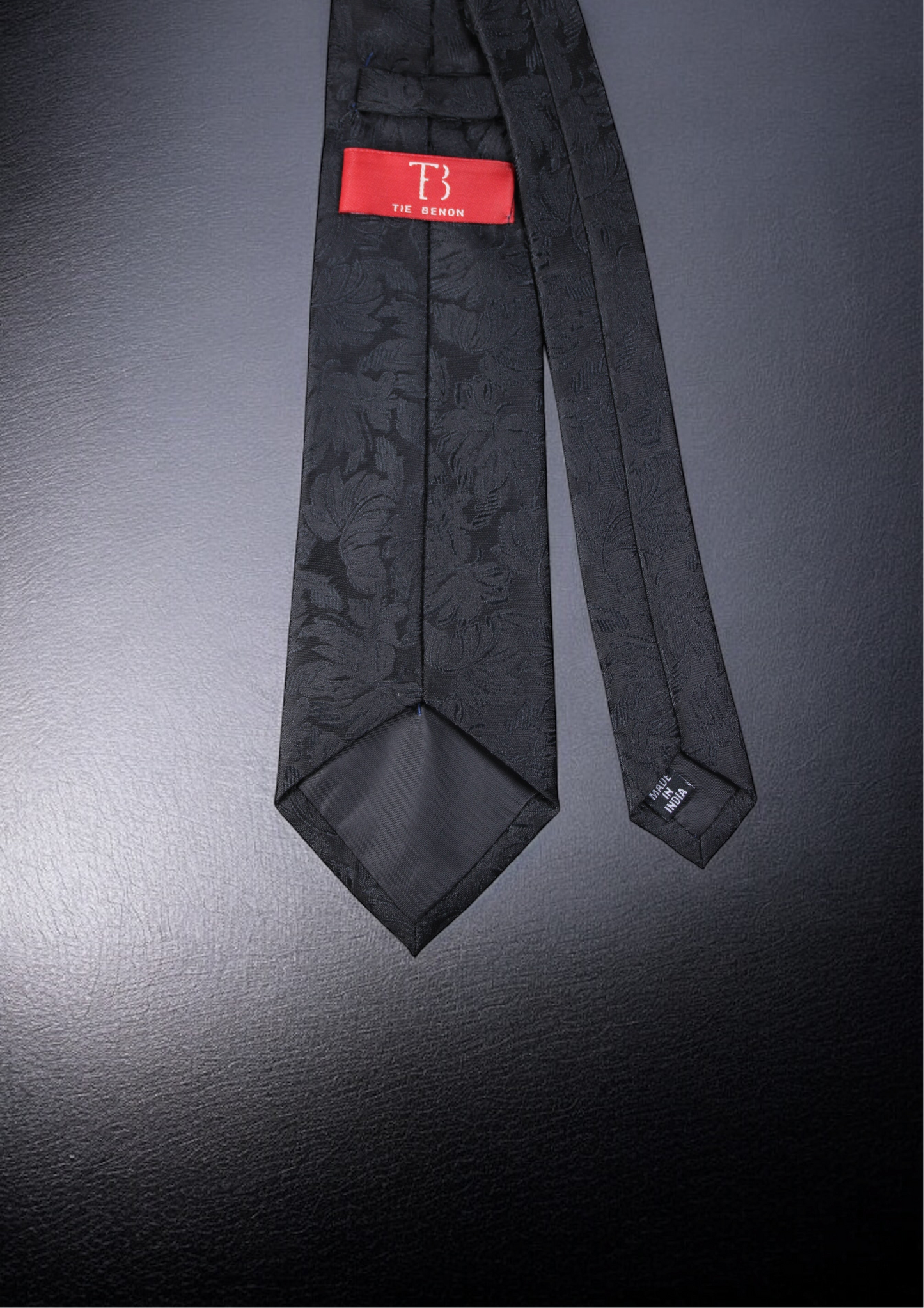 Black Self Floral Tie & Pocket Square